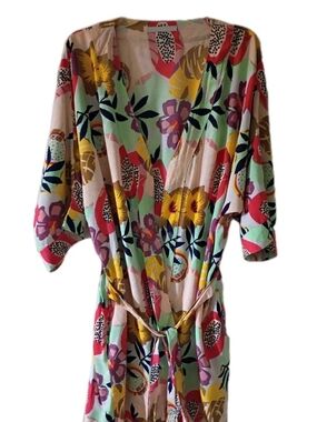 Floral Wrap Kimono Jacket in Multicolor